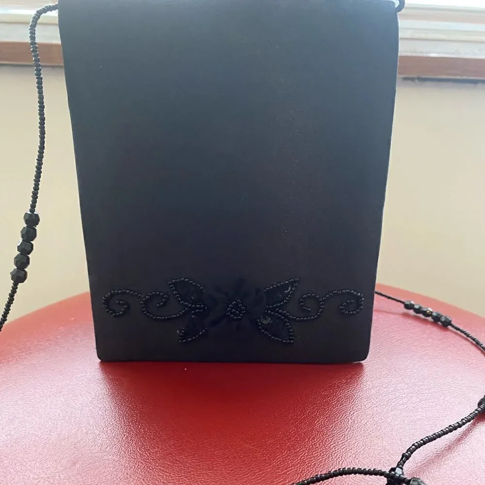 Jessica McClintock Satin Beaded Floral Evening mini bag